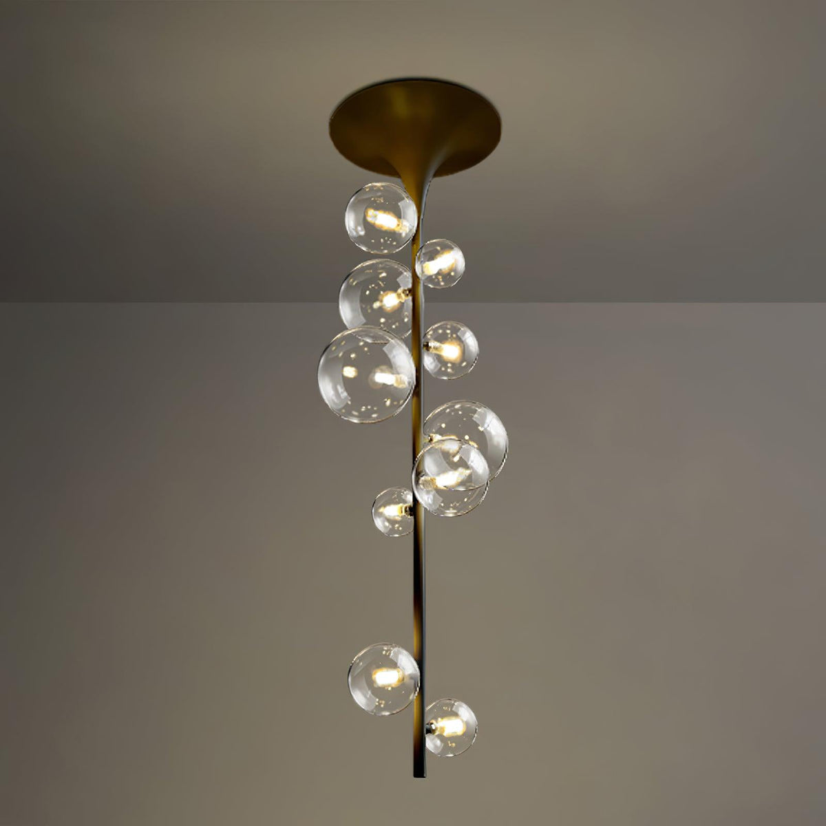 Osio Suspension Laiton Verre Cascade pour Hallway