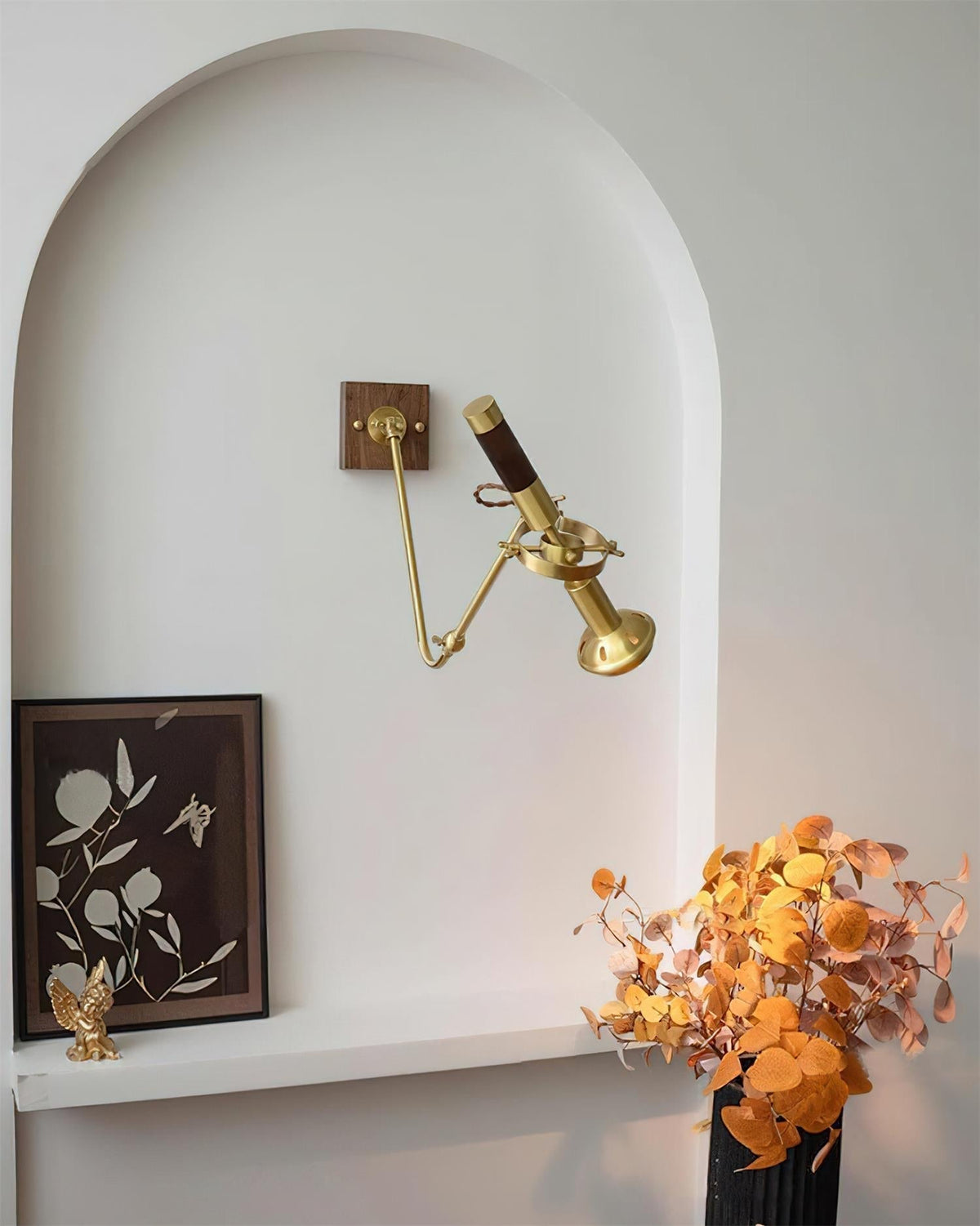 Wall Lamp Adjustable Brass Walnut Vintage Spotlight Industrial Task Sconce-Neutral Decor