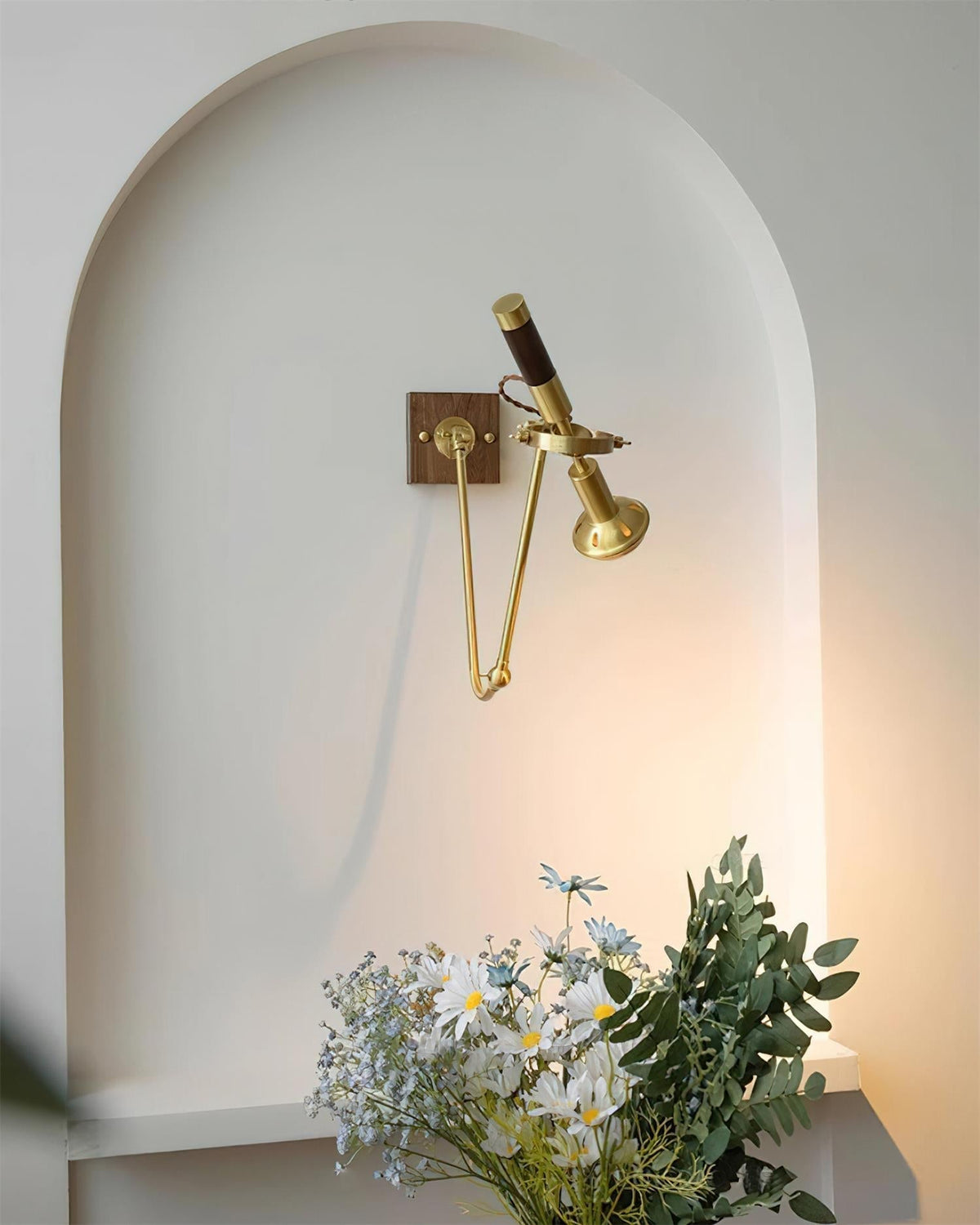 Wall Lamp Adjustable Brass Walnut Vintage Spotlight Industrial Task Sconce-Neutral Decor