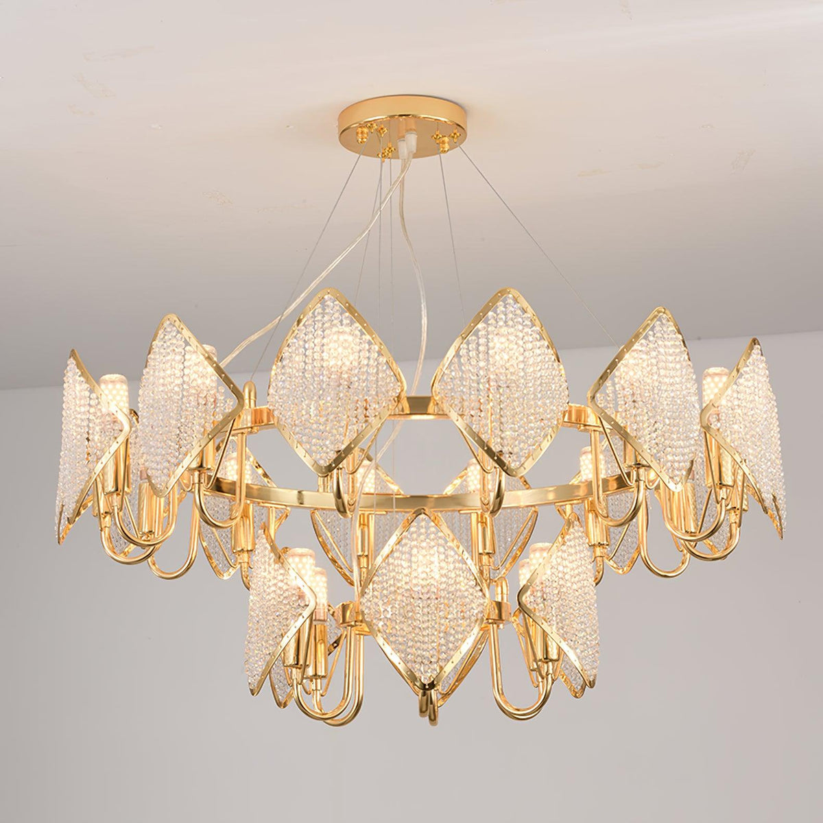 Calilia Lustre Cristal Feuille à Deux Niveaux