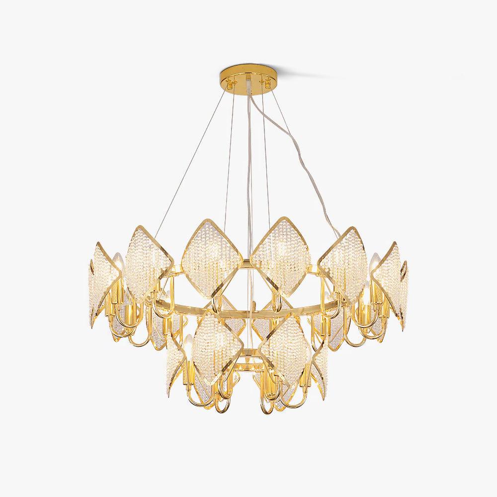 Calilia Lustre Cristal Feuille à Deux Niveaux