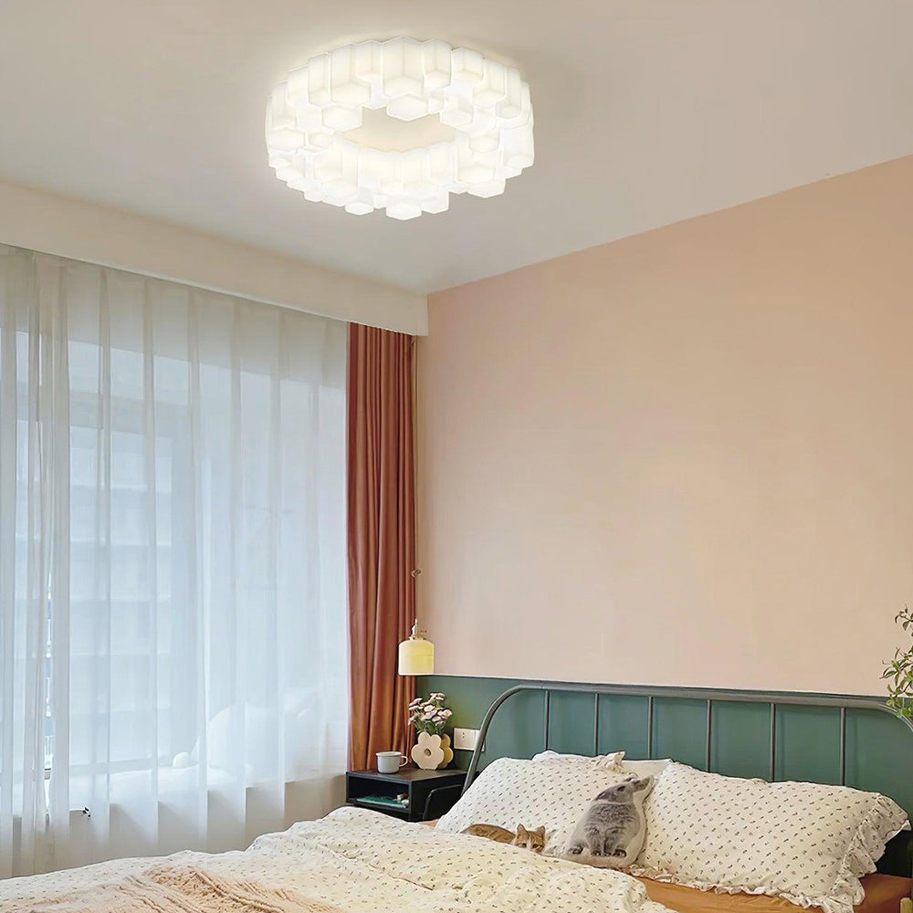Arisha Plafonnier Nid Moderne, Metal/PE, Blanc, Chambre