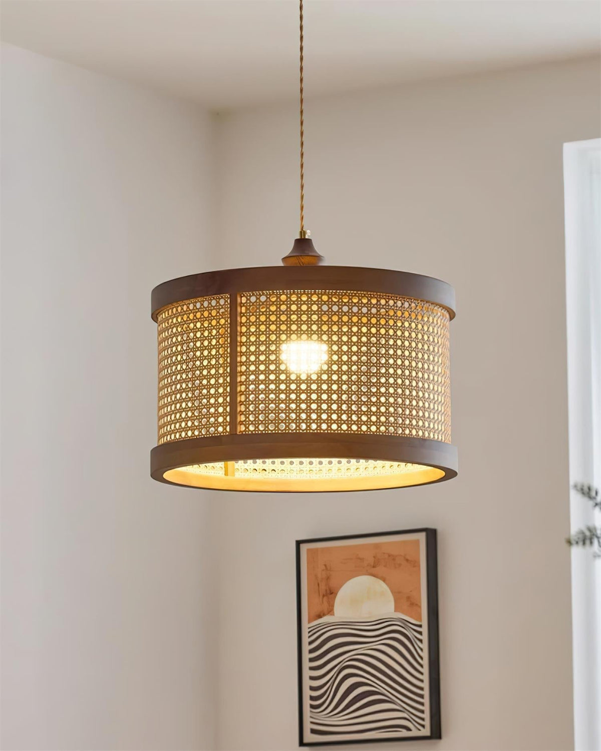 Gudon Woven Rattan Pendant Lamp-Neutral Decor