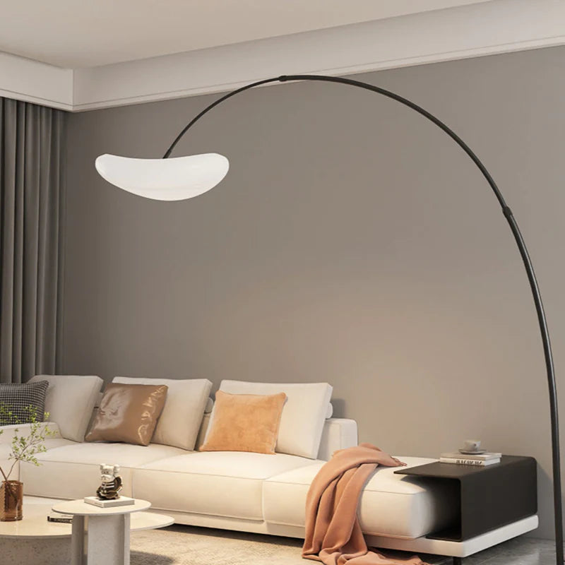 Aria Design Lampadaire Arc Simple Métal Blanc/Noir Salon