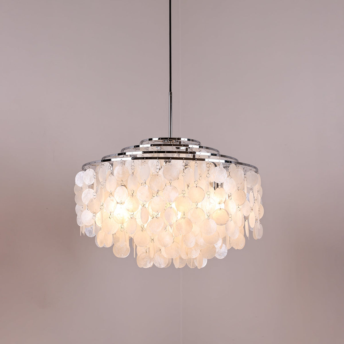 Delene Suspension Lampe Anneau Rond en Coquillage