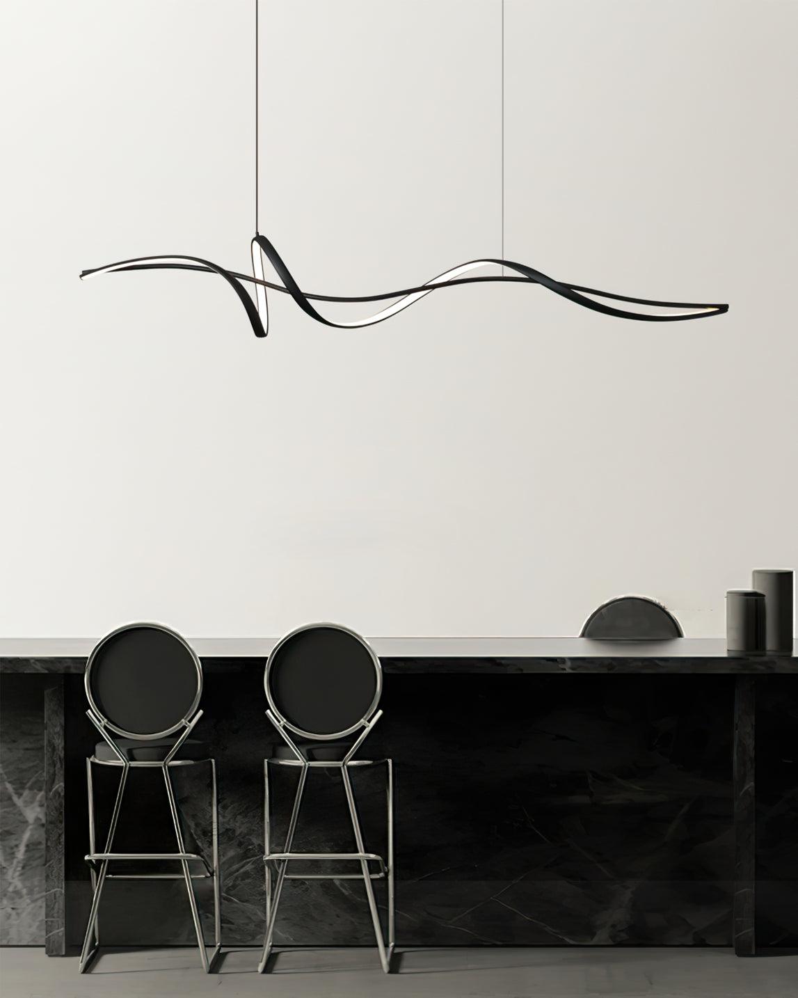 Aveline Modern Black LED Wave Pendant Light-Neutral Decor