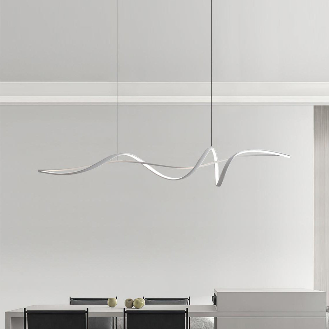 Aveline Modern Black LED Wave Pendant Light-Neutral Decor