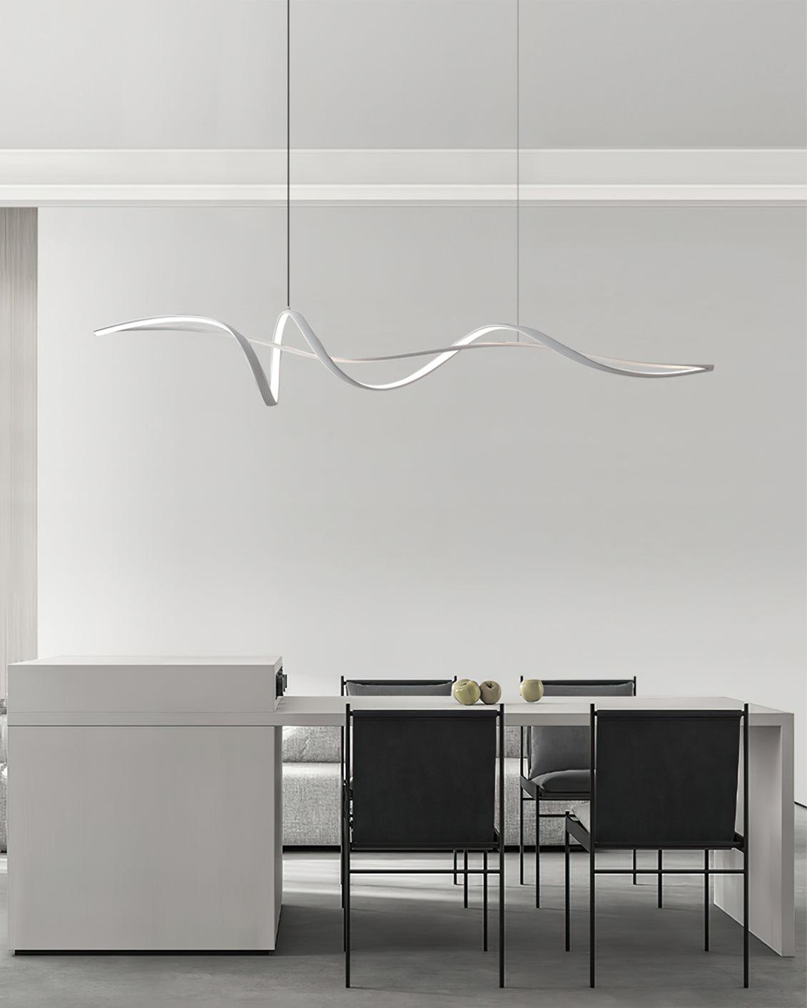 Aveline Modern Black LED Wave Pendant Light-Neutral Decor