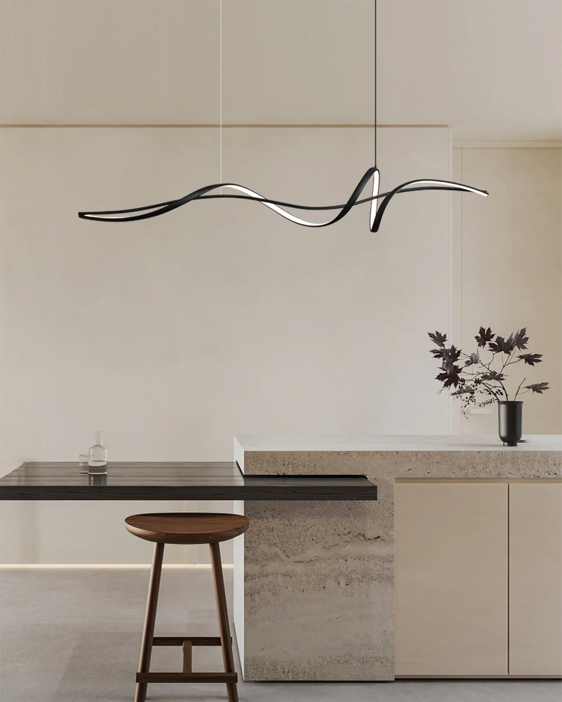Aveline Modern Black LED Wave Pendant Light-Neutral Decor