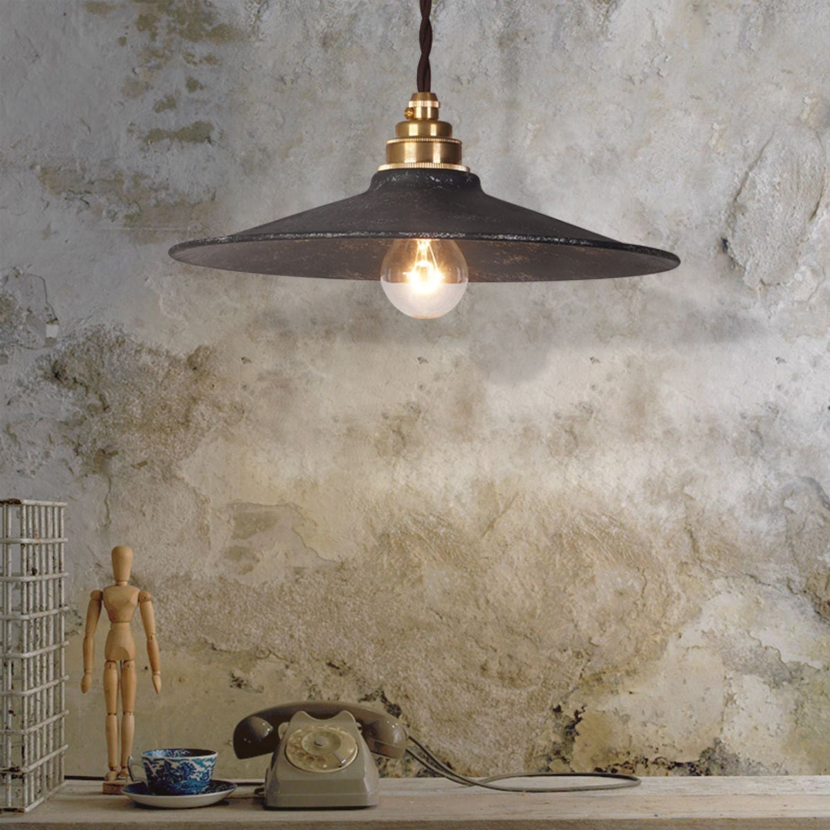 Zotheira Suspension Métal Plat Industriel Vintage