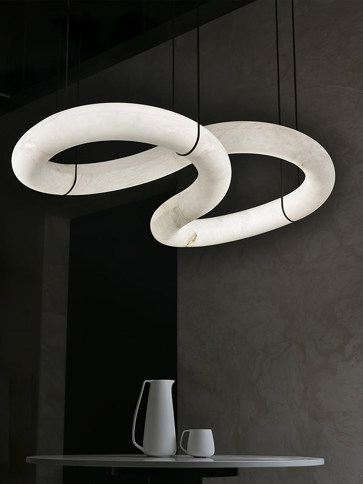Luste Lampe Suspendue À Boucle Fermée en Albâtre
