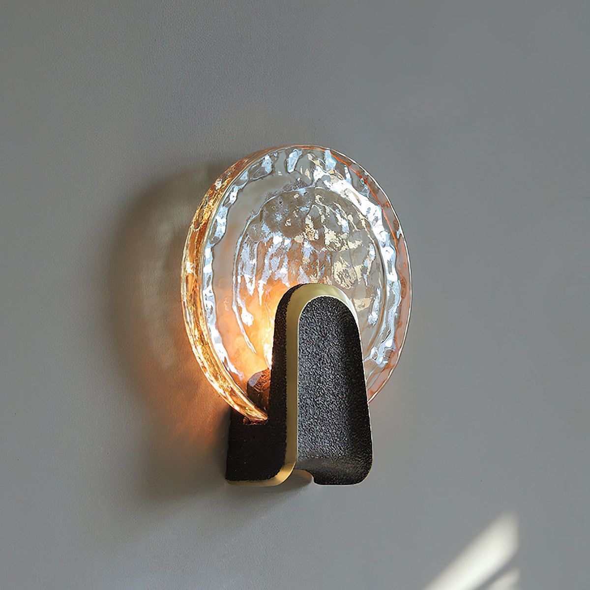 Detail shot of the brass hardware on the Ingot Wall Lamp.