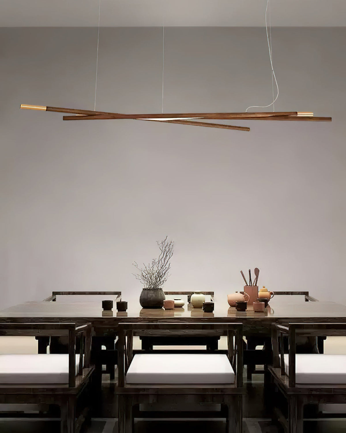 Elveria Lustre Bois Linéaire LED