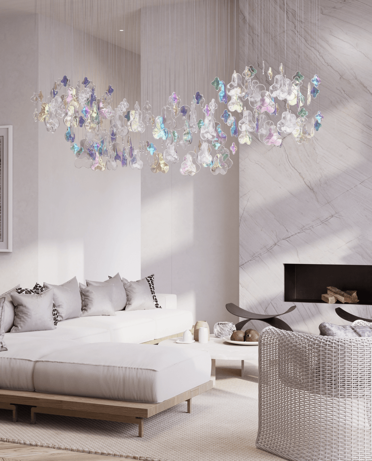 Iris Iridescent Blossom Chandelier-Neutral Decor