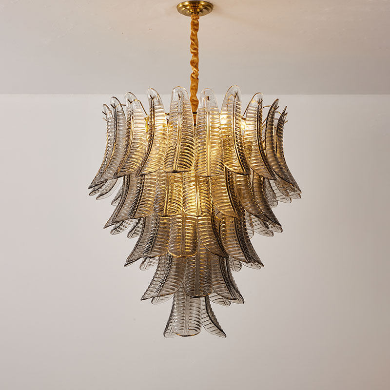 Detail of the ceiling mount and adjustable hanging chain for the Isolde Chandelier.