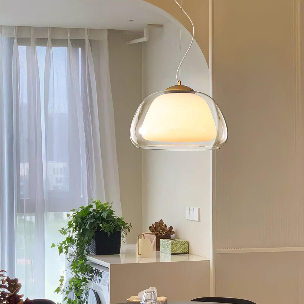 Elvo Glass Pendant Light-Neutral Decor