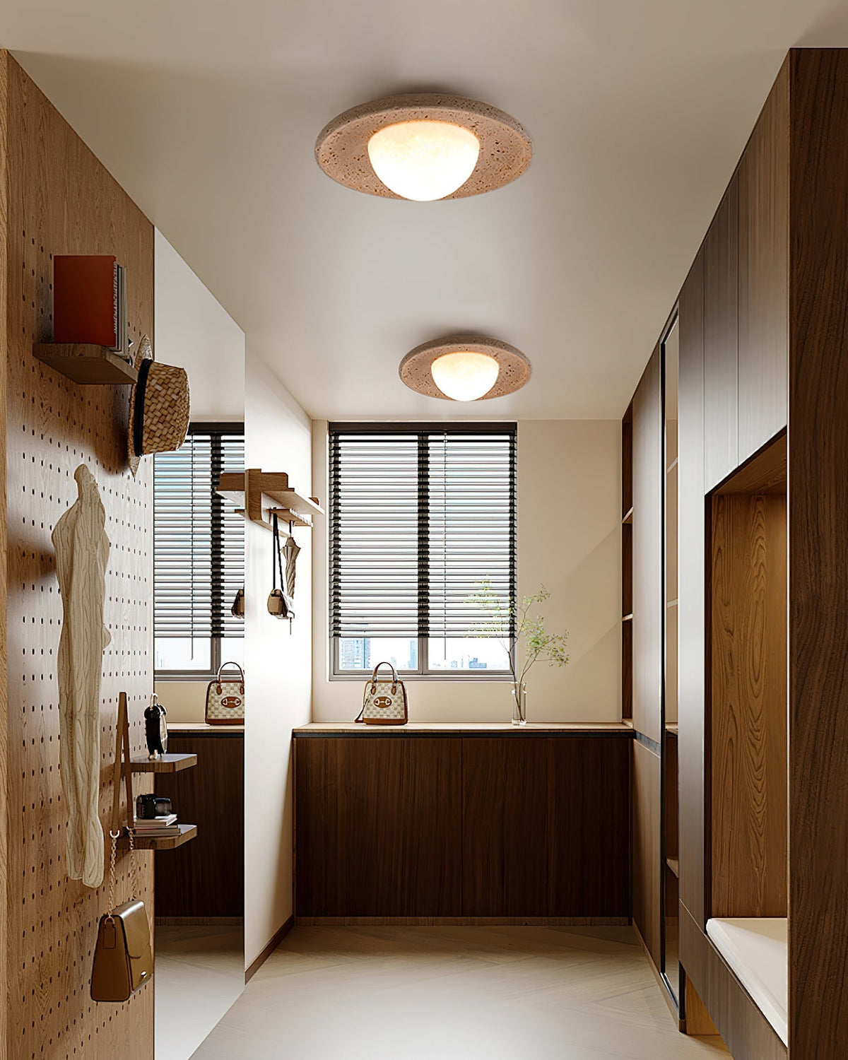 Jenny Ceiling Light installed on a ceiling, casting a warm ambient glow.