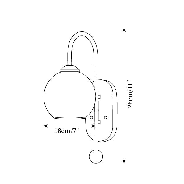 Wall Lamp Metal and Glass Smooth Globe with Wooden Backplate-Neutral Decor