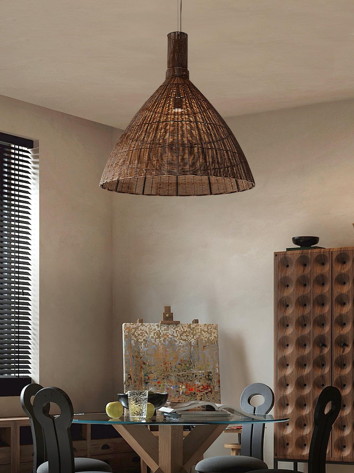 Clarine Lampe Suspension en Rotin Naturel Artistique
