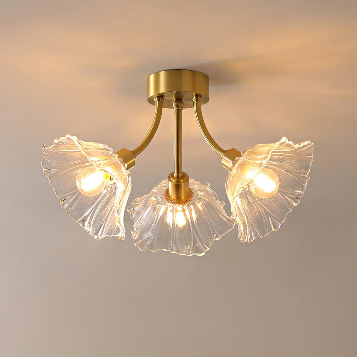 Jorina Lumière de Plafond Fleur en Verre Pétale Chic Élégante