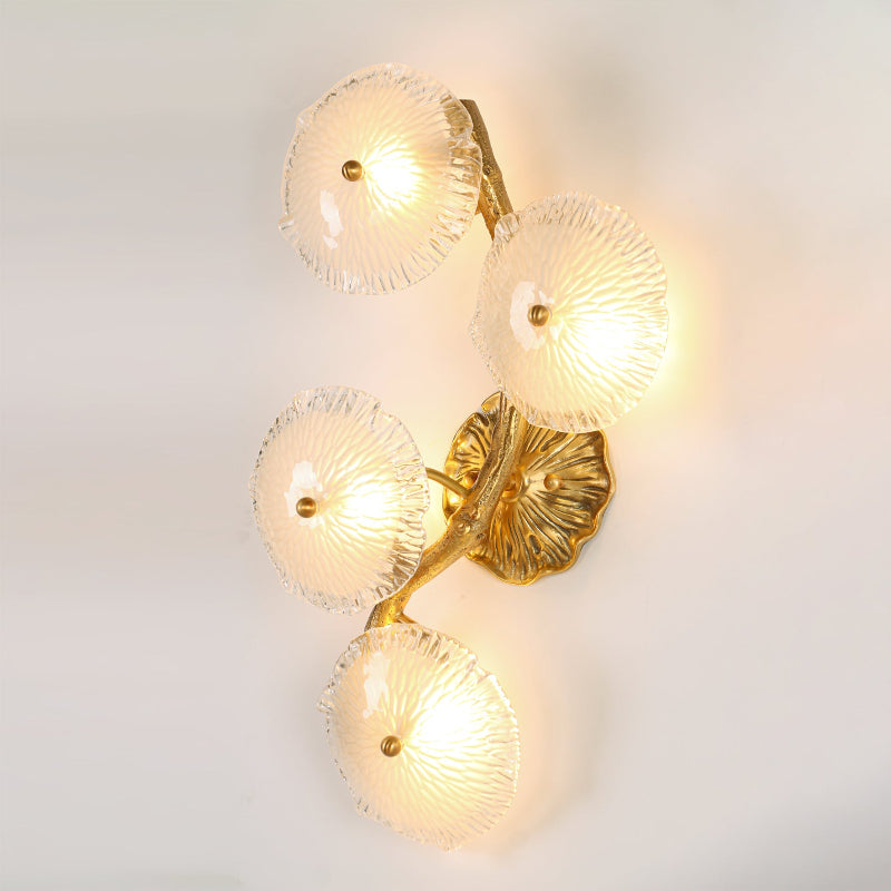Close-up of the winding brass structure of the Kamal Wall Lamp.