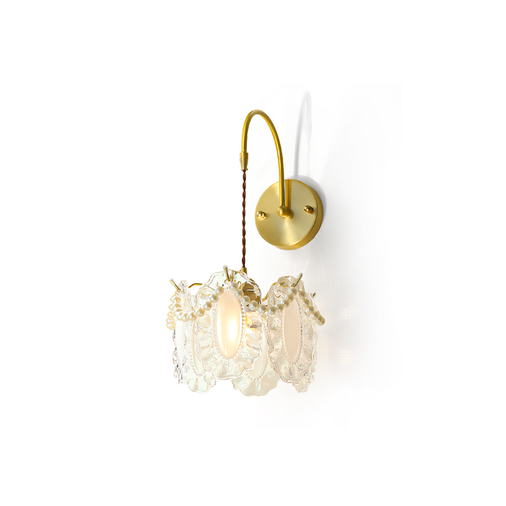 Kano Glass Wall Light with artisanal glass shade and gold accents.