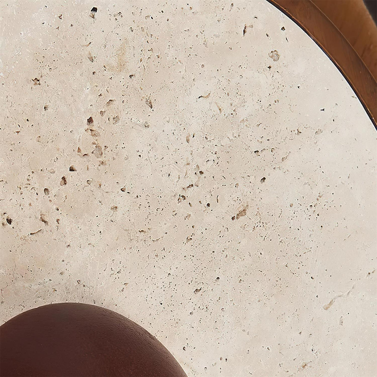 Ritta Wall Lamp Travertine Circular Wooden Frame-Neutral Decor