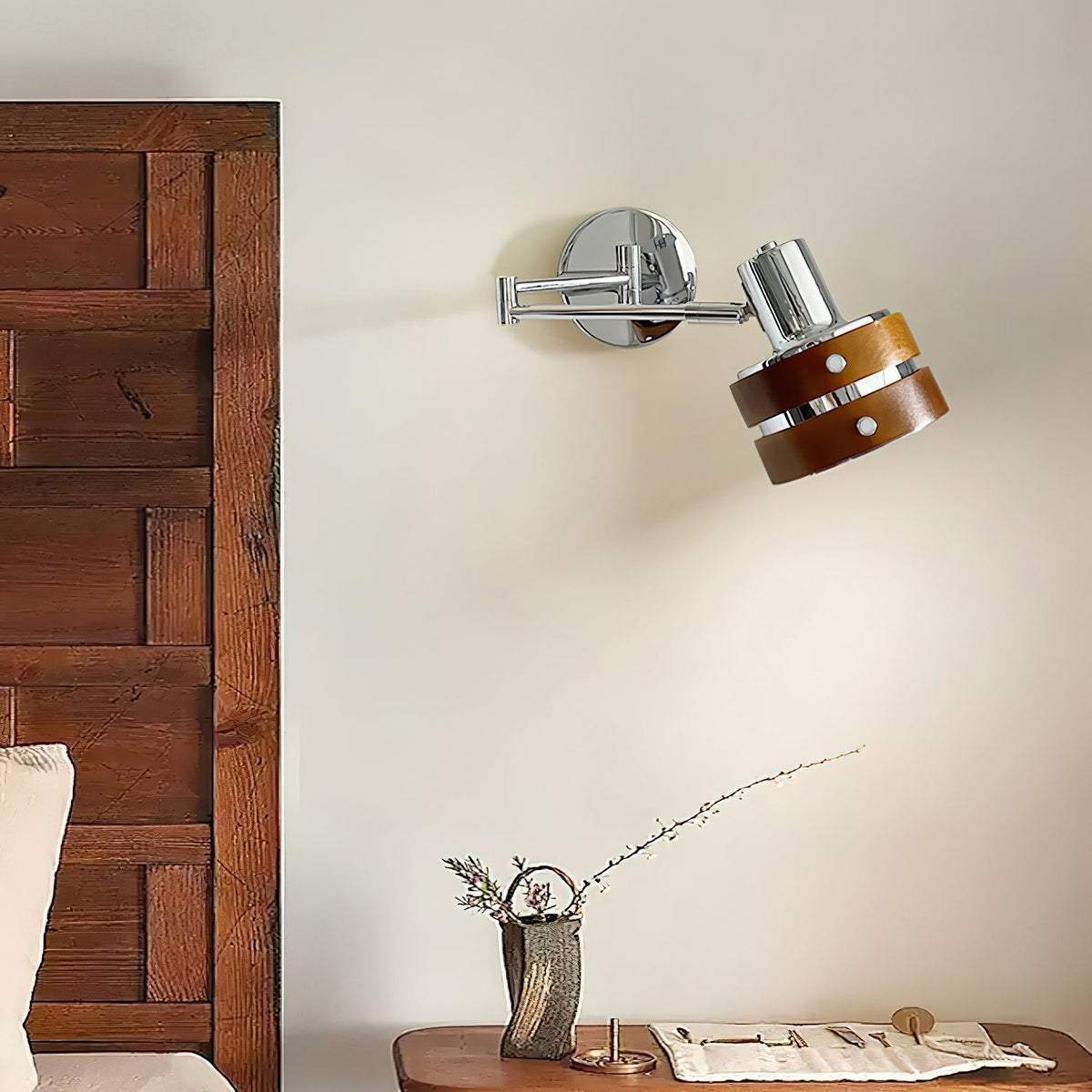 Karry Wall Lamp Wood Adjustable Mid-Century-Neutral Decor