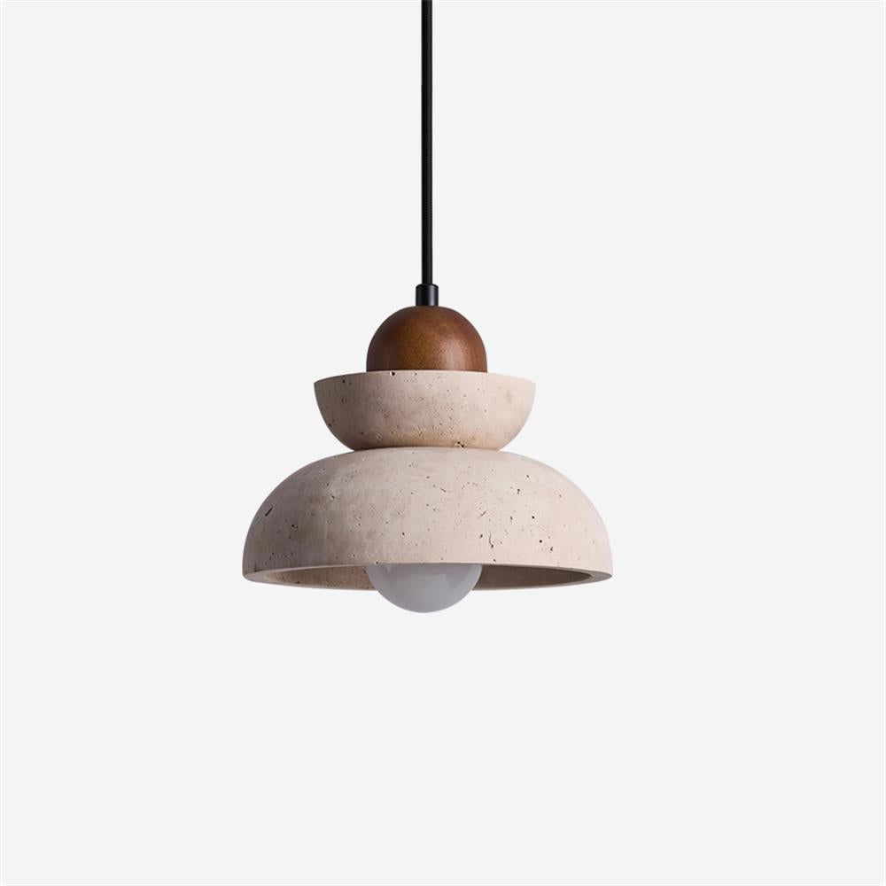 Pendant Lamp Travertine Shade Wood Modern Nordic Beige Walnut-Neutral Decor
