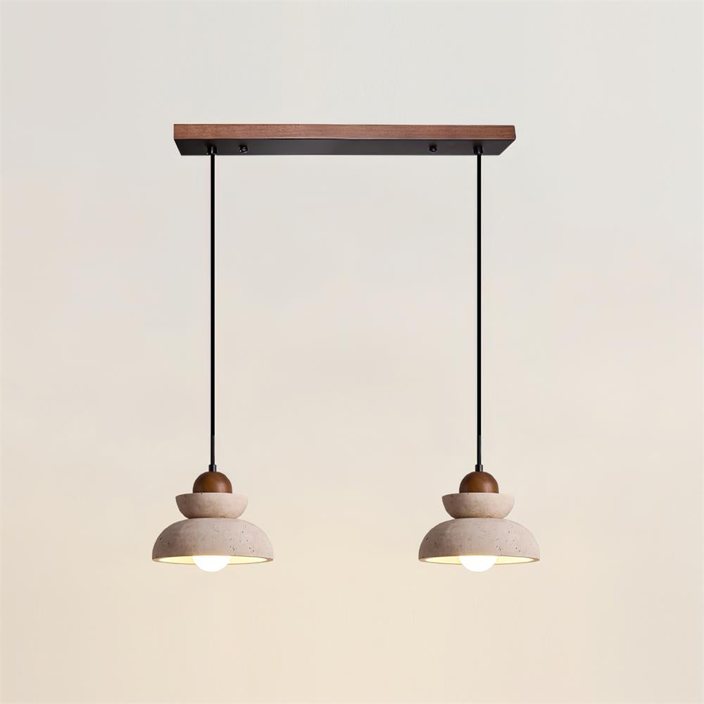 Pendant Lamp Travertine Shade Wood Modern Nordic Beige Walnut-Neutral Decor