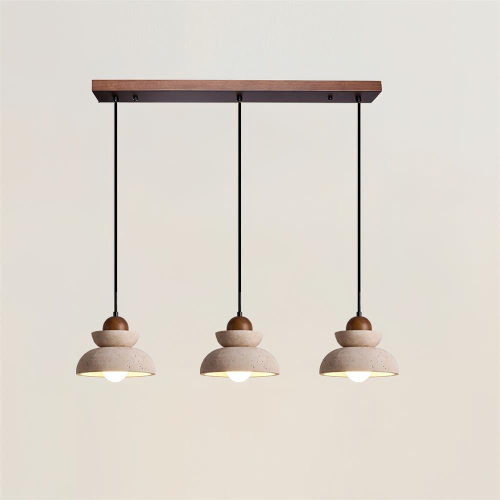 Pendant Lamp Travertine Shade Wood Modern Nordic Beige Walnut-Neutral Decor