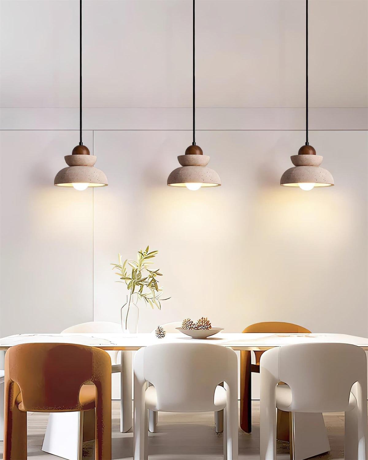 Pendant Lamp Travertine Shade Wood Modern Nordic Beige Walnut-Neutral Decor