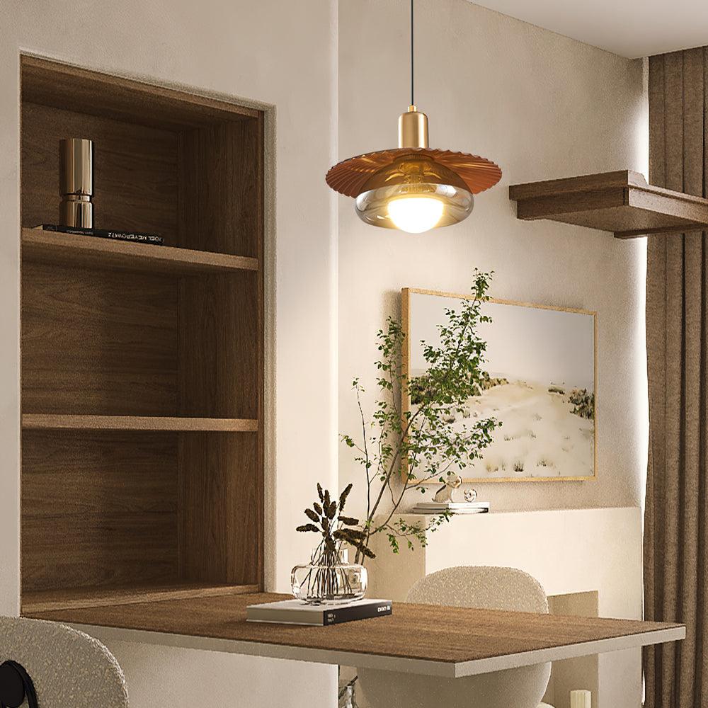 Elysor Brass and Glass Pendant Lamp-Neutral Decor