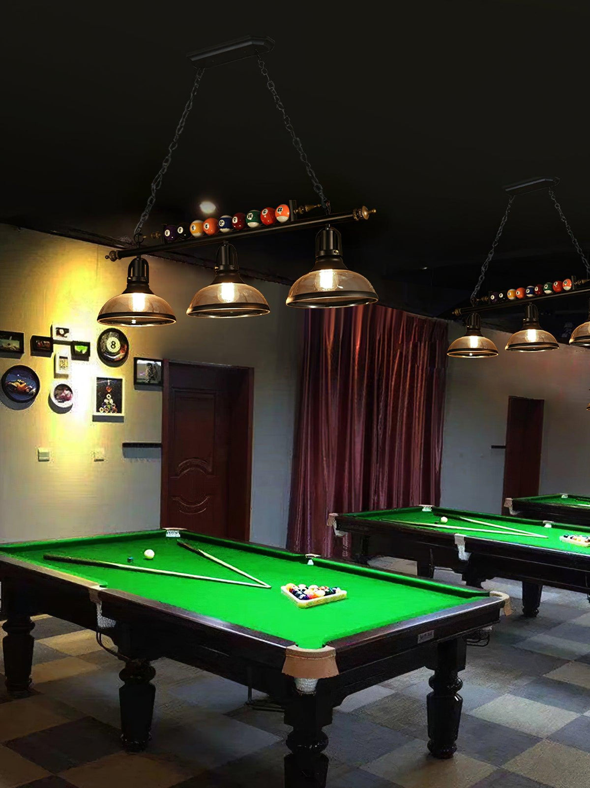 Aldeya Lustre en Verre Noir Balles de Billard Moderne