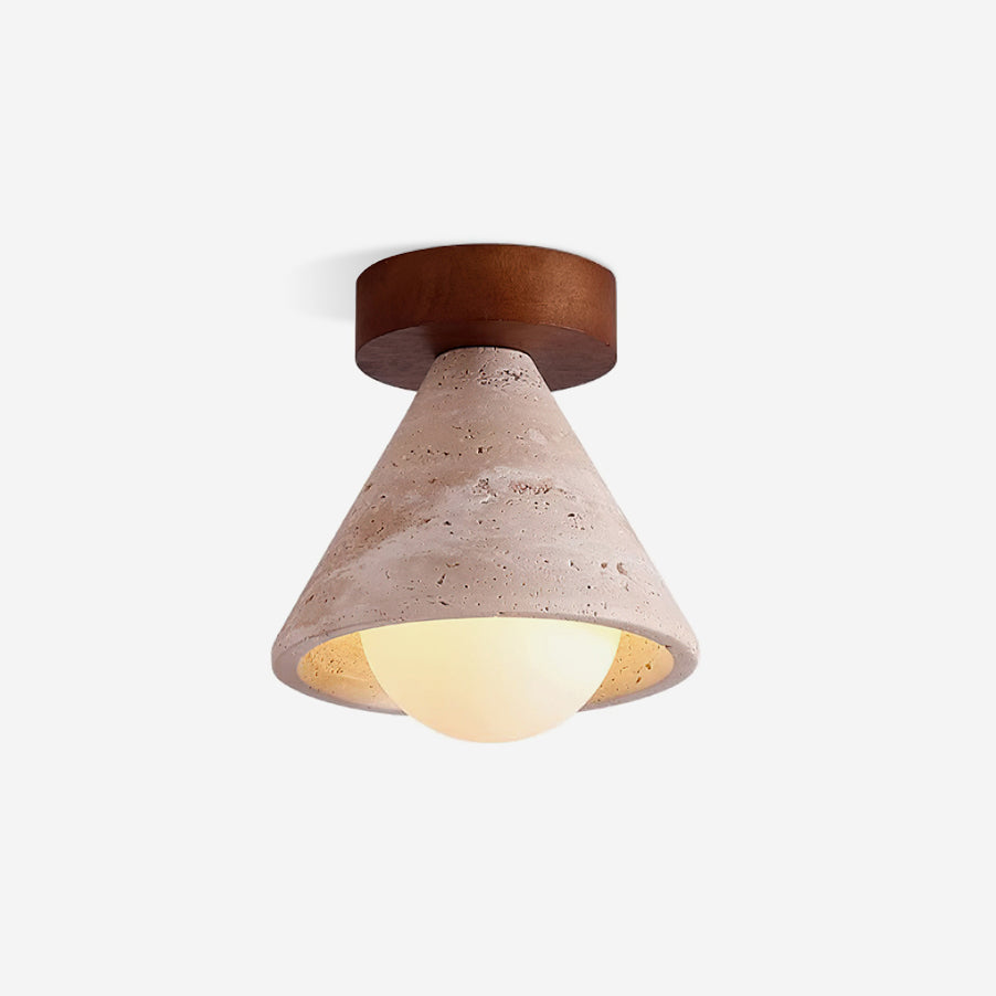 Hudon Travertine Cone Flush Mount Ceiling Light-Neutral Decor