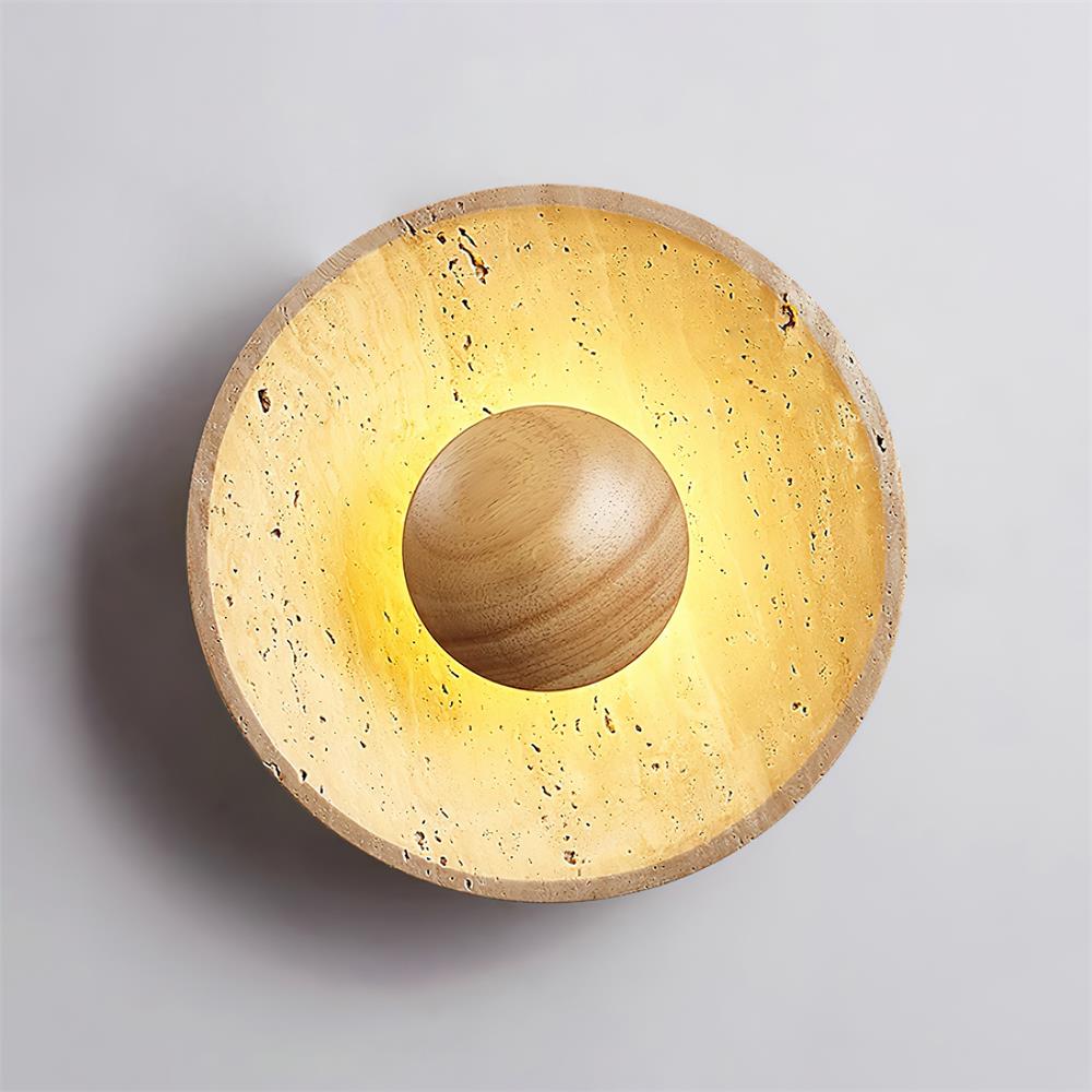 Norvian Wall Lamp Round Travertine Minimalist-Neutral Decor