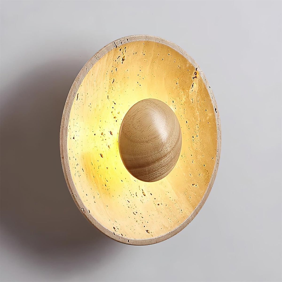Norvian Wall Lamp Round Travertine Minimalist-Neutral Decor