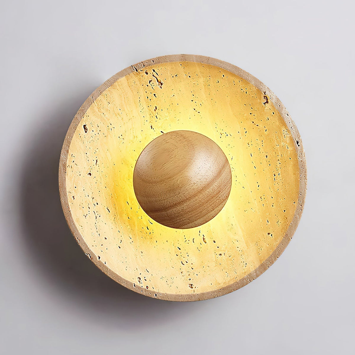 Norvian Wall Lamp Round Travertine Minimalist-Neutral Decor