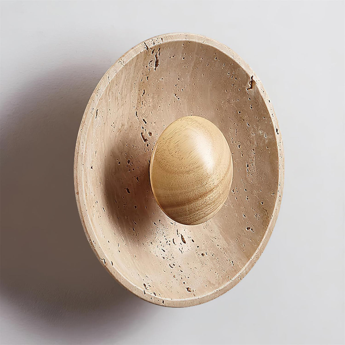 Norvian Wall Lamp Round Travertine Minimalist-Neutral Decor