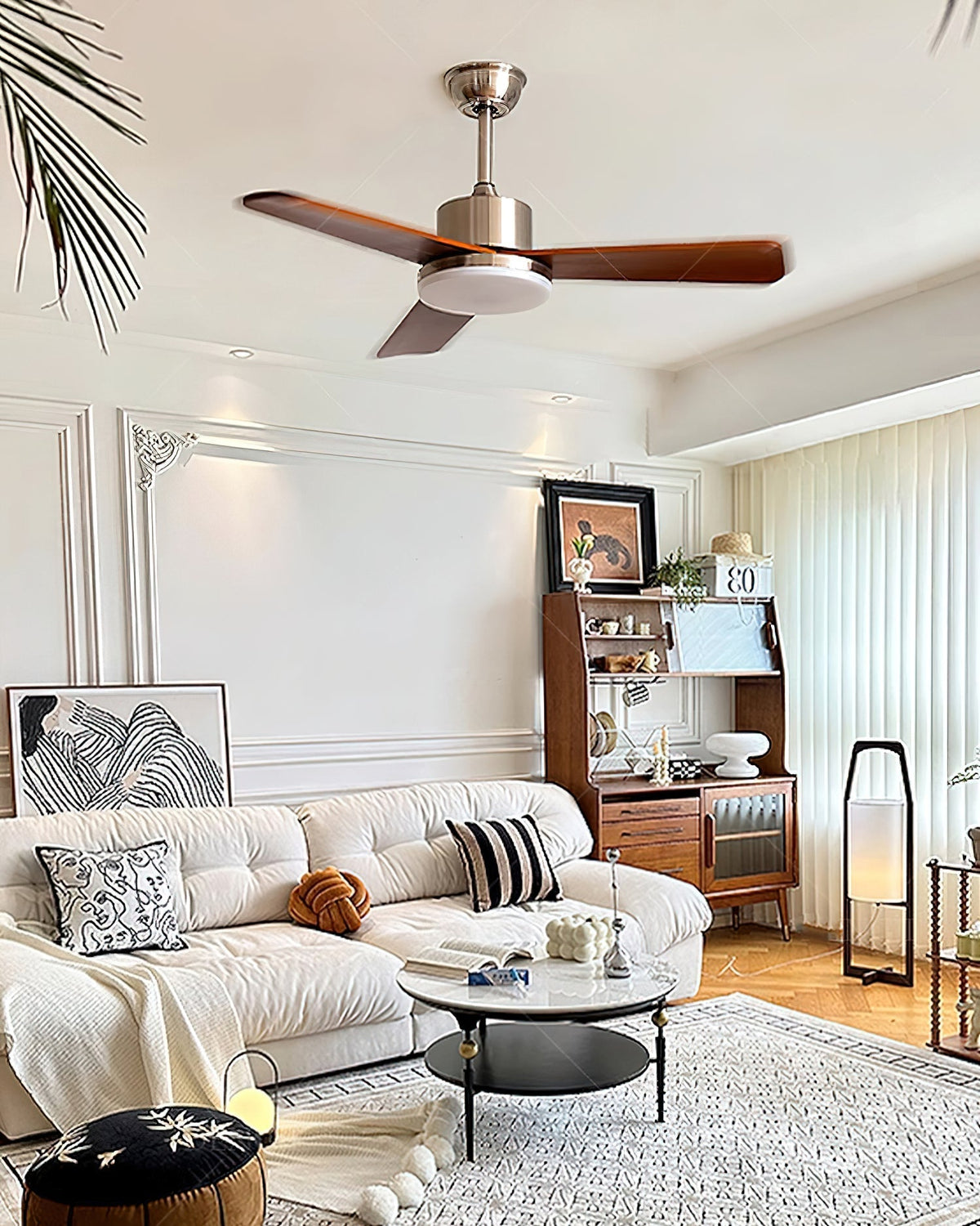 Kendal ceiling fan in a contemporary dining room setting.
