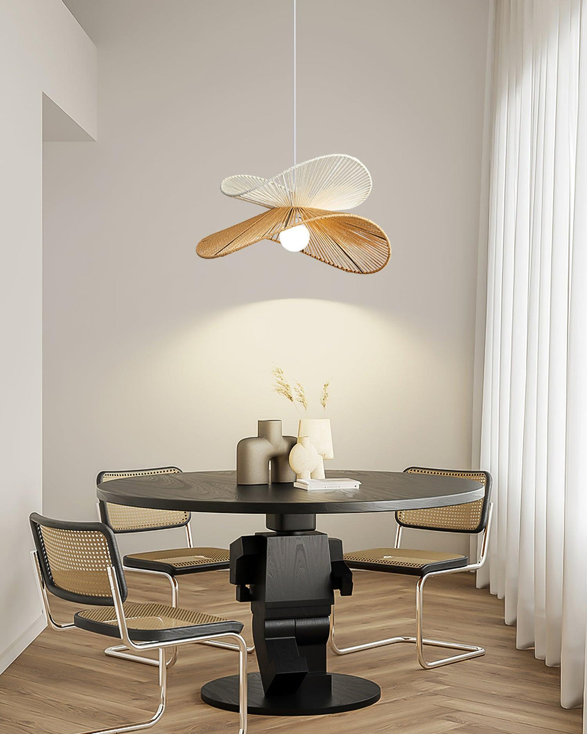 Pendant Lamp Woven Hemp Shade Sculptural Natural Modern-Neutral Decor