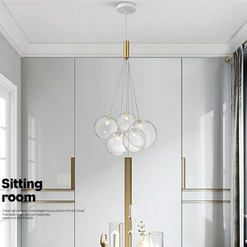 Valentina Suspension Bubble Moderne Métal/Verre Transparent/Étoilé Salon