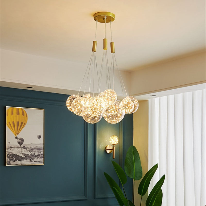 Valentina Suspension Bubble Moderne Métal/Verre Transparent/Étoilé Salon
