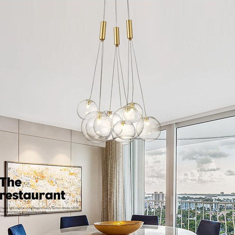 Valentina Suspension Bubble Moderne Métal/Verre Transparent/Étoilé Salon