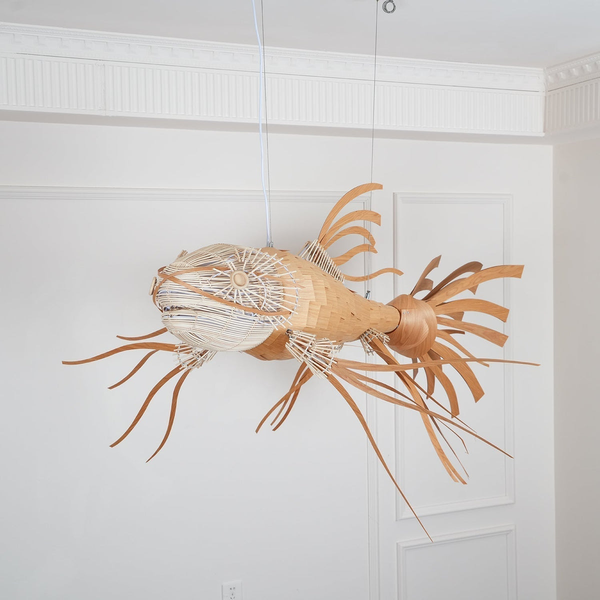 Celina Lustre Bois Poisson Artisanal
