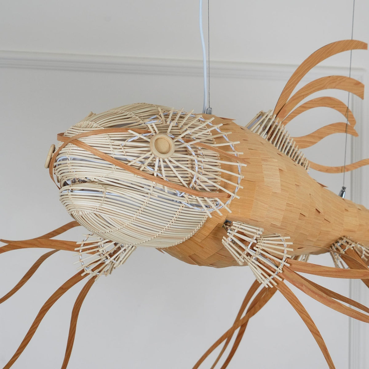 Celina Lustre Bois Poisson Artisanal