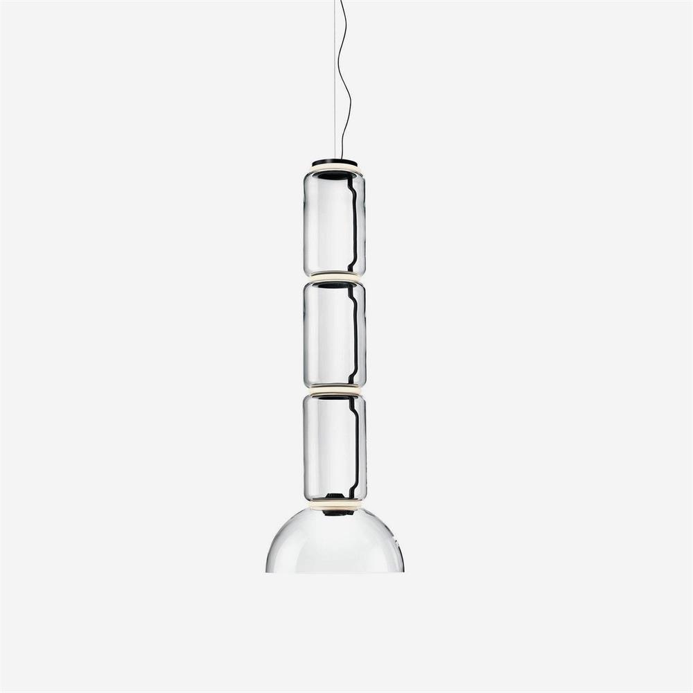 Virelo Stacked Glass Cylinder Pendant Light-Neutral Decor