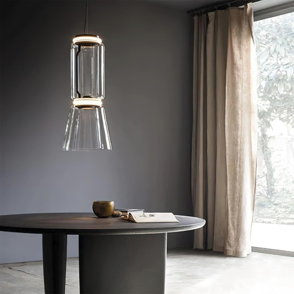 Virelo Stacked Glass Cylinder Pendant Light-Neutral Decor