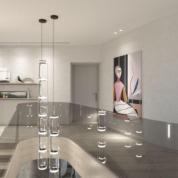 Virelo Stacked Glass Cylinder Pendant Light-Neutral Decor