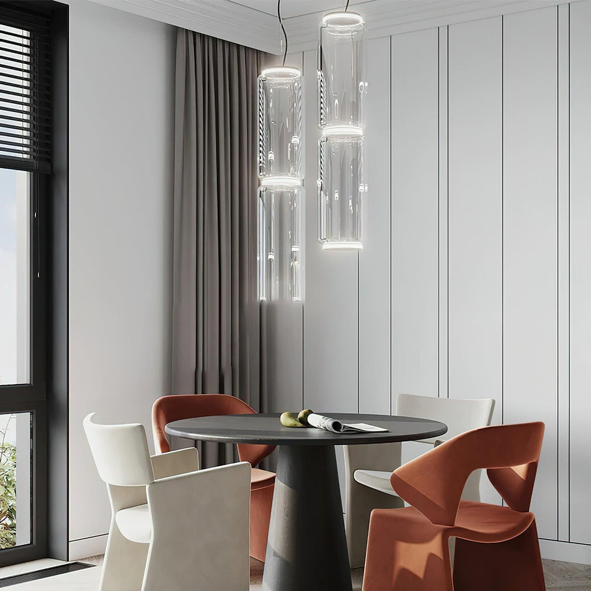 Virelo Stacked Glass Cylinder Pendant Light-Neutral Decor